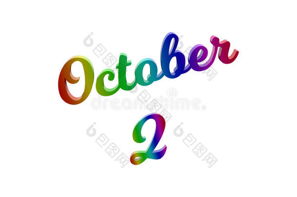 十月2日期关于月日历,书法的3英语字母表中的第四个字母使文本