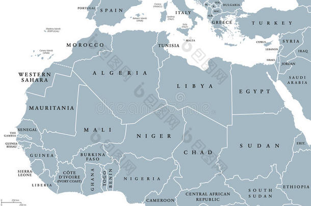 北方非洲国<strong>家政</strong>治的地图