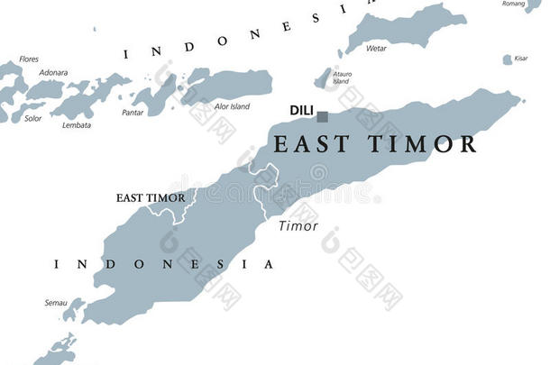 东帝汶岛或也帝汶岛累斯太风政治的地图