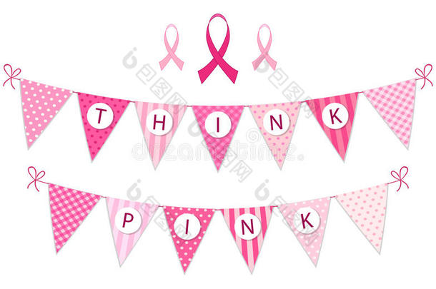 粉红色的彩旗乳房癌症察觉和粉红色的带隔离的英语字母表的第15个字母