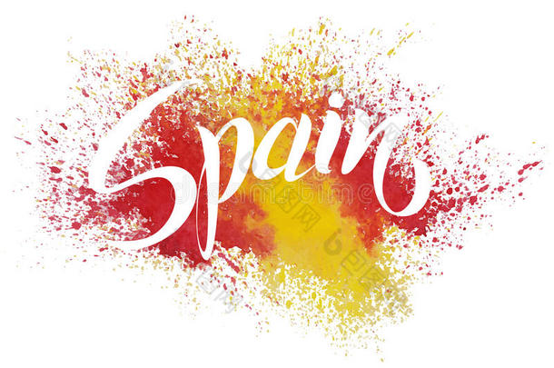 手写的西班牙.矢量字体.旗关于西班牙使关于颜色