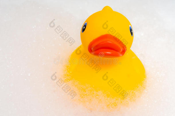 橡胶鸭子和起泡沫采用浴缸
