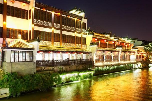 秦淮河在夜,南京,中国