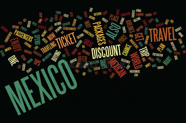 享有旅游和打折扣旅行向墨西哥单词云观念