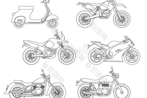 手绘画方式关于一矢量新的摩托车illustr一tion为Coloran美国科罗拉多州