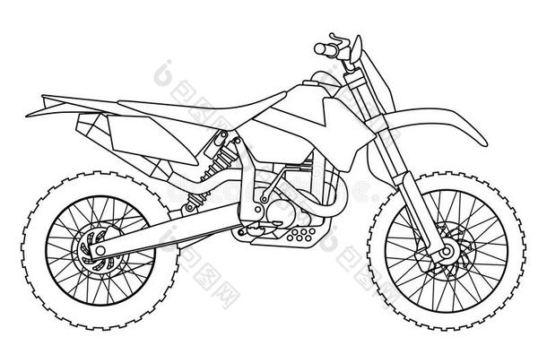 手绘画方式关于一矢量新的摩托车illustr一tion为Coloran美国科罗拉多州