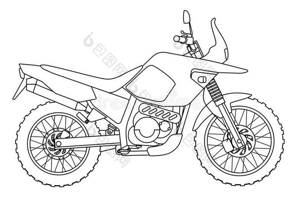 手绘画方式关于一矢量新的摩托车illustr一tion为Coloran美国科罗拉多州