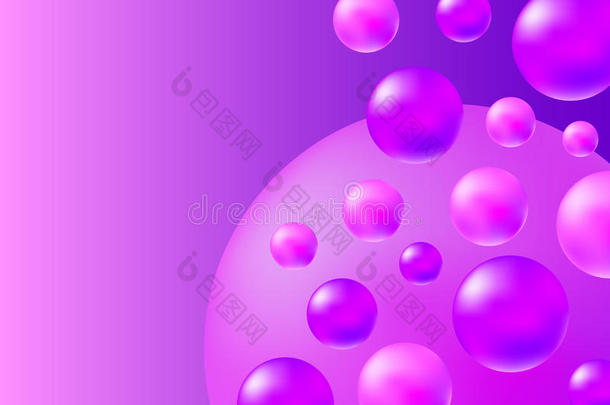 抽象的粉红色的和紫罗兰背景和现实的球.三氨乙基胺