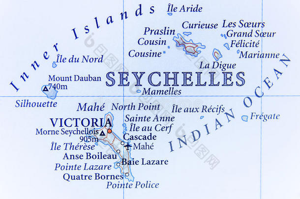 地理学的地图关于塞舌尔和重要的城市