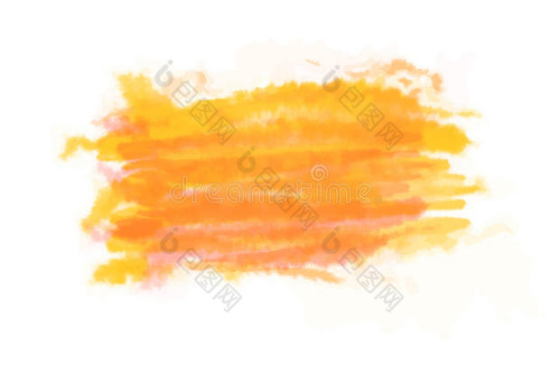 黄色的-桔子水彩刷子中风和空间为你的文本.