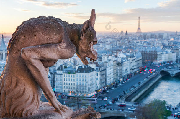 怪兽状滴水嘴有样子的在巴黎地平线