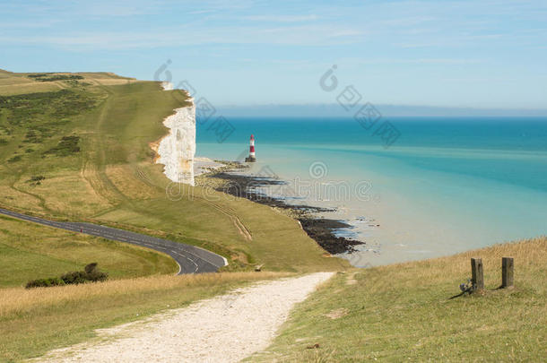 象海滨的上端在近处伊斯特本,苏塞克斯,英格兰