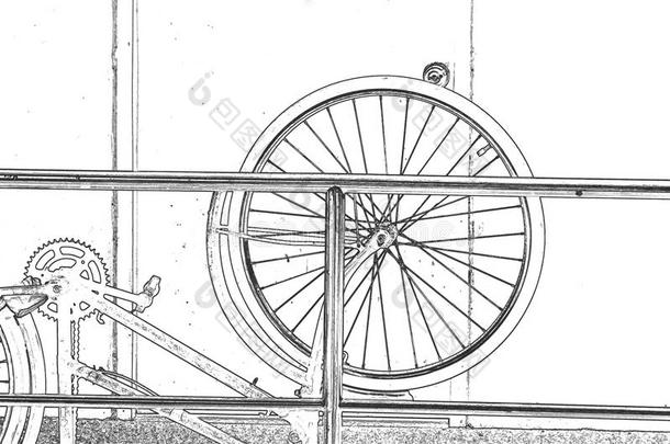 前面轮子绘画关于自行车
