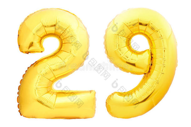 金色的数字29二十num.九使关于需充气的气球
