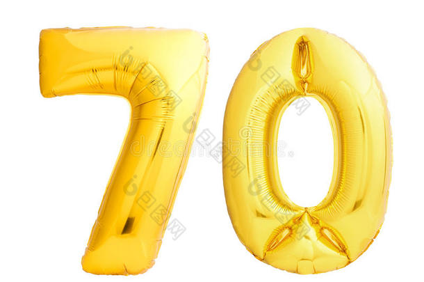 金色的数字70<strong>七十</strong>使关于需充气的气球