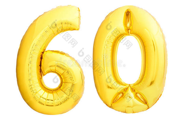 金色的数字60num.六十使关于需充气的气球