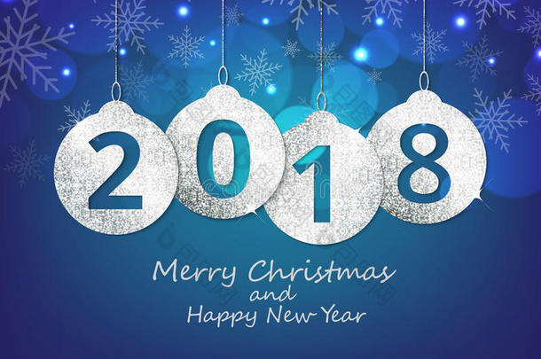 愉快的圣诞节和幸福的新的年绞死<strong>2018数字</strong>闪烁英语字母表的第2个字母