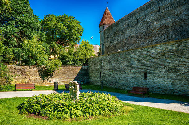 塔林,爱沙尼亚:指已提到的人防御用的城市墙