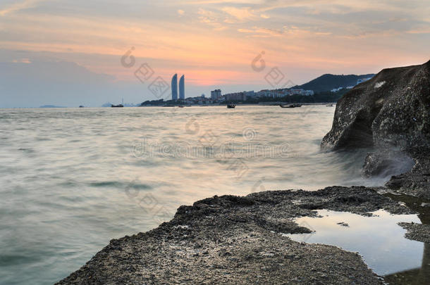 海景画日落