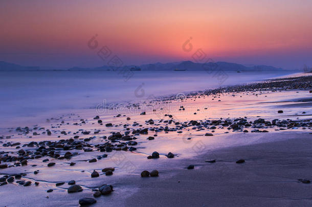 海景画日落