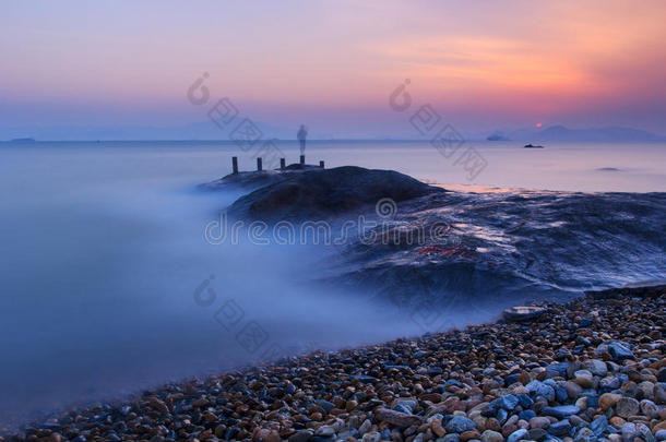 海景画日落