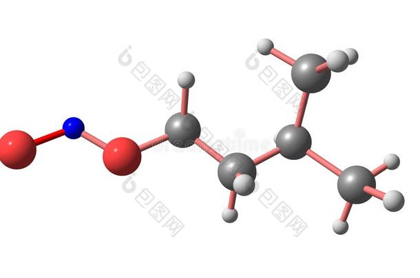 Isoamyl亚硝酸盐分子的结构向白色的