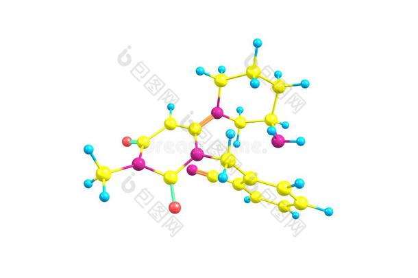 Alogliptin分子的结构隔离的向白色的