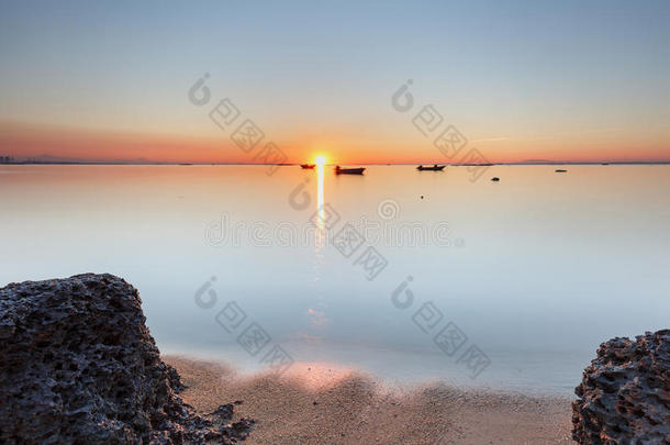 厦门观音山海滩日出,中国