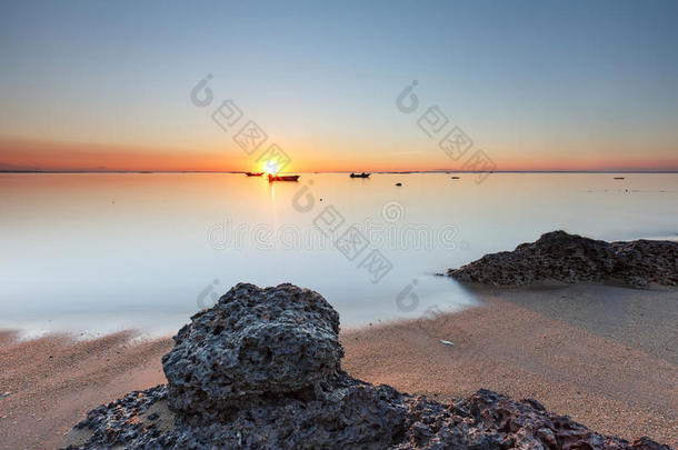 厦门观音山海滩日出,中国