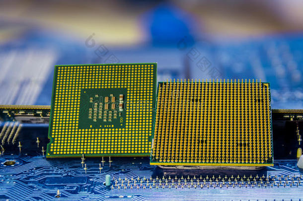 科技背景和计算机加工中央处理器观念蓝色