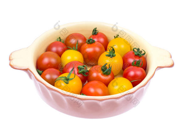 黄色的和红色的成熟的小的番茄