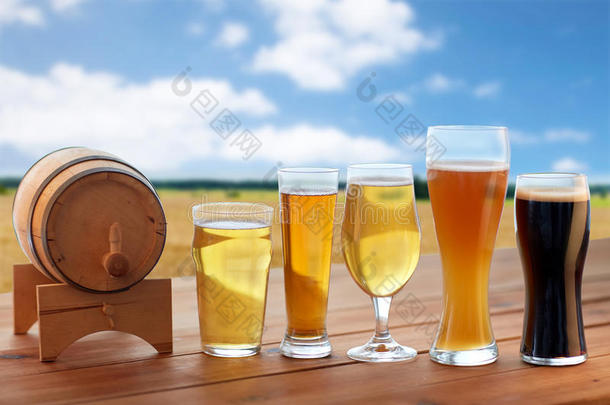 不同的类型关于啤酒采用眼镜向表