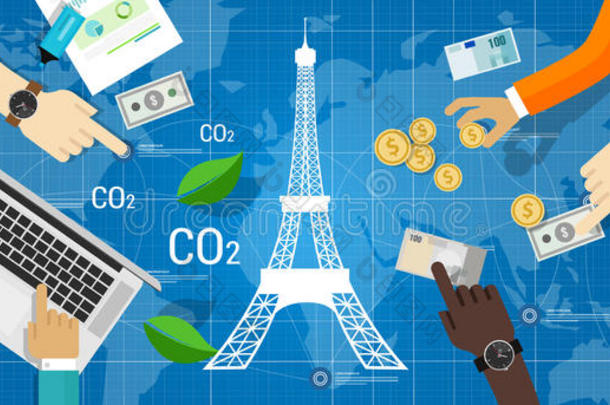 巴黎协定气候协议碳排放减少全球的