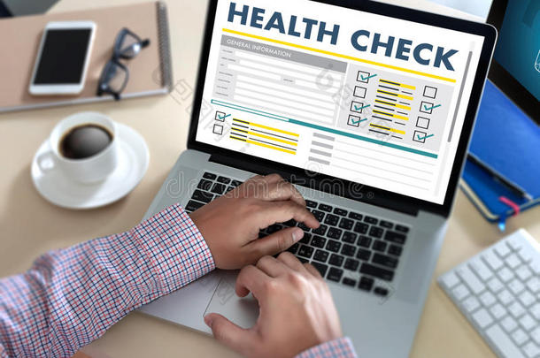 数字的健康状况检查观念工作的和计算机<strong>界面</strong>同样地