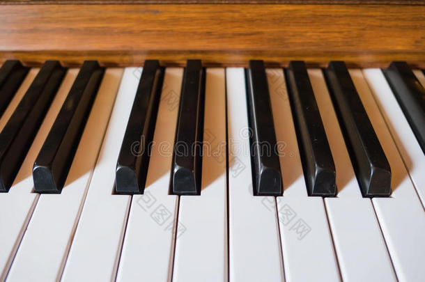 特写镜头黑的和白色的钢琴键盘