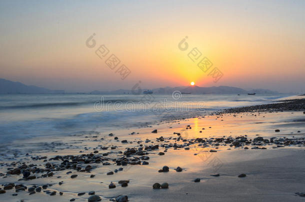 厦门环岛路海景画日落