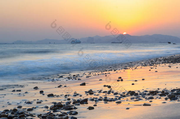 厦门环岛路海景画日落