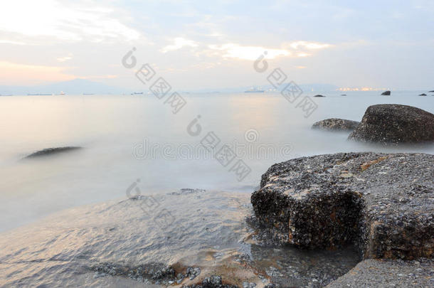 厦门环岛路海景画日落