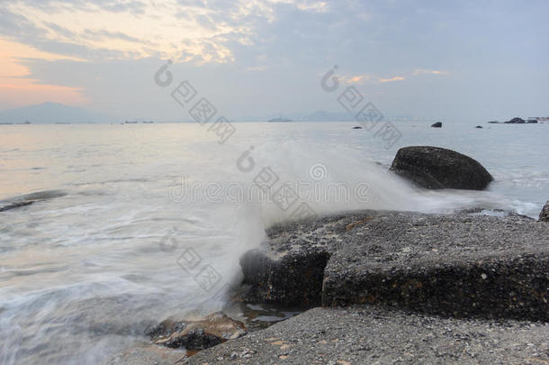 厦门环岛路海景画日落