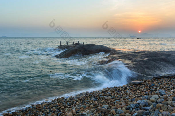 厦门环岛路海景画日落