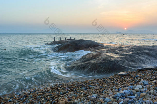 厦门环岛路海景画日落