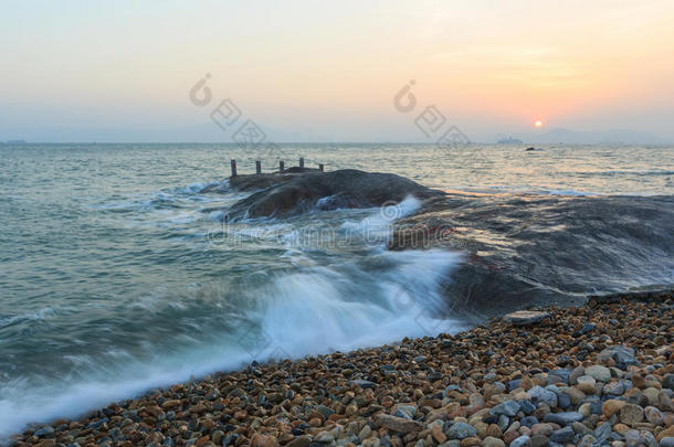 厦门环岛路海景画日落