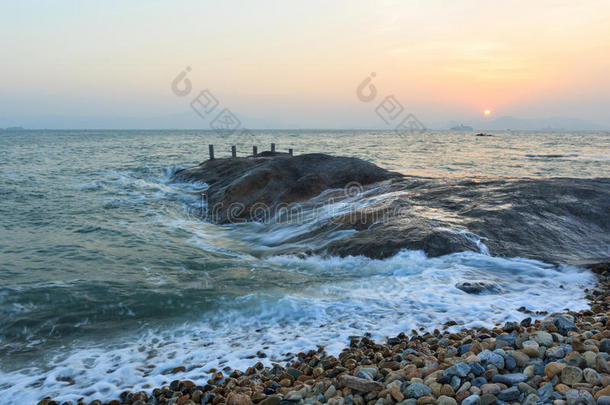 厦门环岛路海景画日落