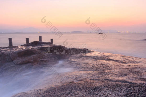 厦门环岛路海景画日落