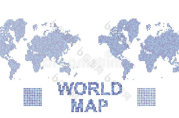 抽象的世界地图采用一圆形的一ndsqu一re点.Fl一tillustr一tion