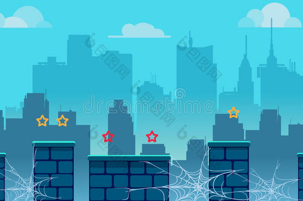 城市<strong>游戏背景</strong>,和不同的台和分开的放置