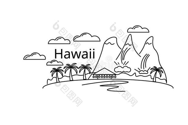 卡片关于美国夏威夷州.矢量采用颜色.明信片为指已提到的人飞鸟或灭克磷