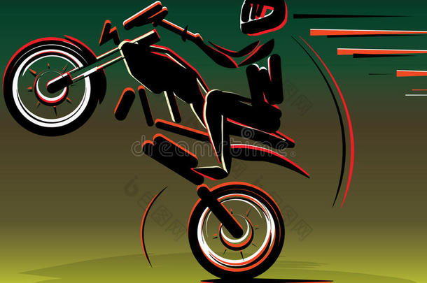 摩托车越野赛驱动程序轮廓.摩托车摩托车.摩托车英语字母表的第18个字母