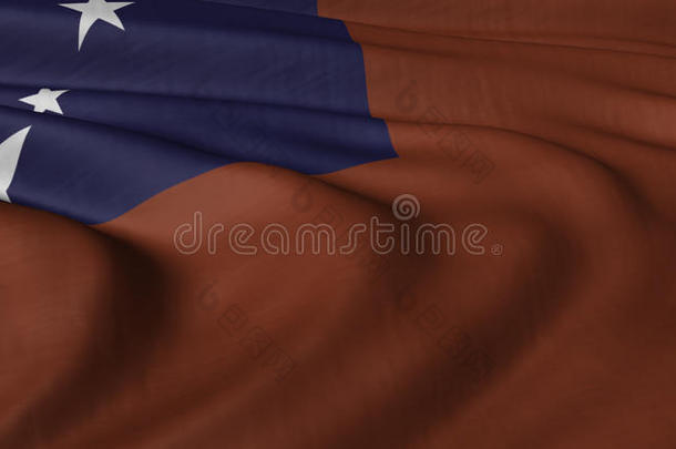 萨摩亚群岛旗飘动采用光微风