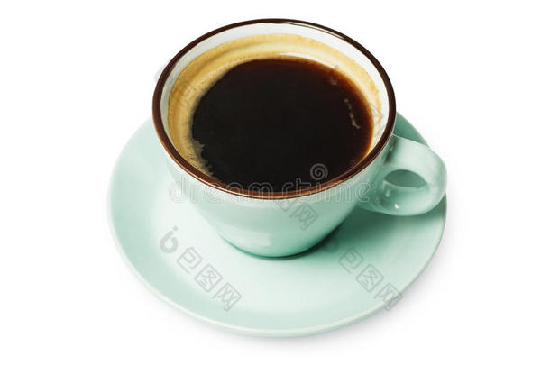 浓咖啡或美式咖啡,黑的咖啡豆杯子在上面向白色的后座